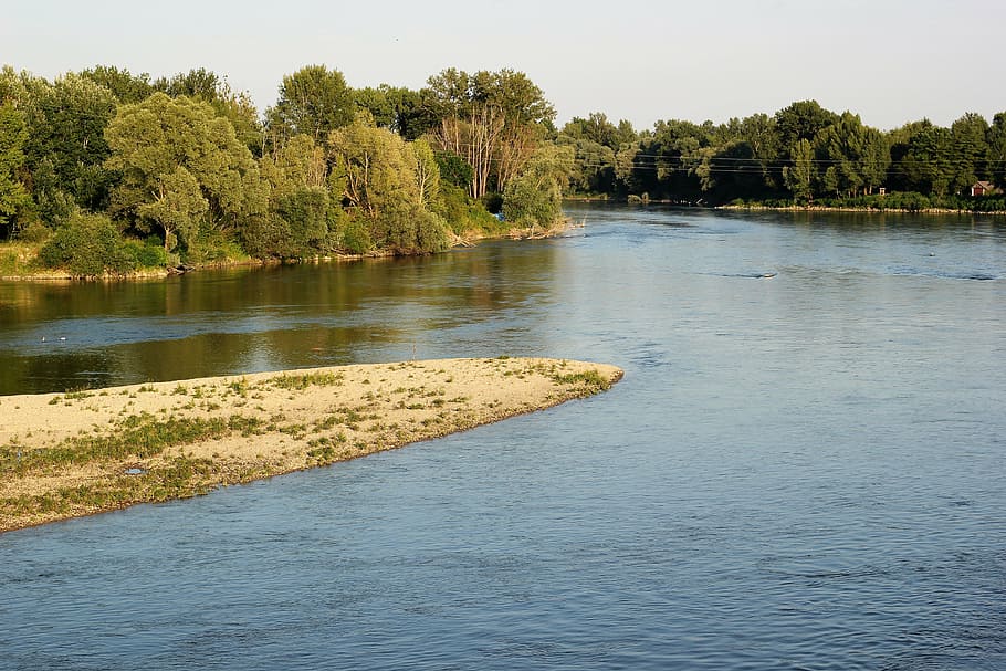 river, water, evening, panorama, outdoor, nature, tree, plant HD wallpaper