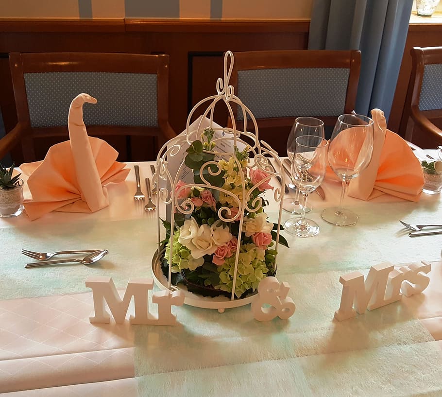 Mr Mrs, Wedding, Table, eingedeckter table, indoors, no people HD wallpaper