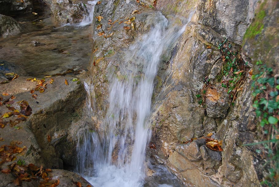 waterfall, rock, mountain, nature, rocks, stones, stream, italy HD wallpaper