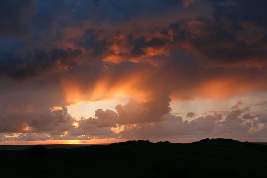 sunset, abendstimmung, clouds, cloud - sky, beauty in nature HD wallpaper