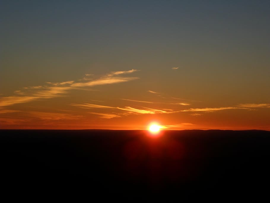 sunset in namibia, winter in namibia, nature, dusk, sky, orange Color HD wallpaper