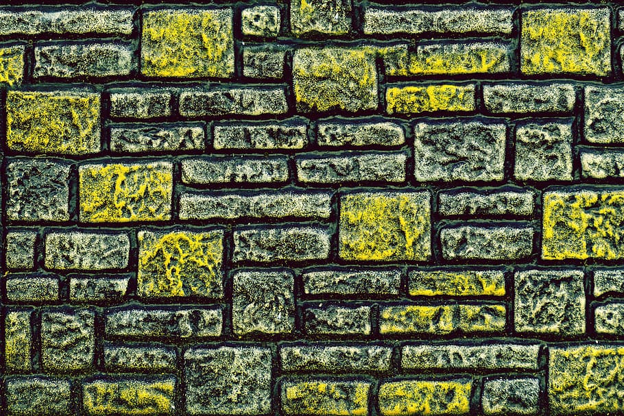green and gray concrete brick wall, facade, clinker, tile, tile element HD wallpaper