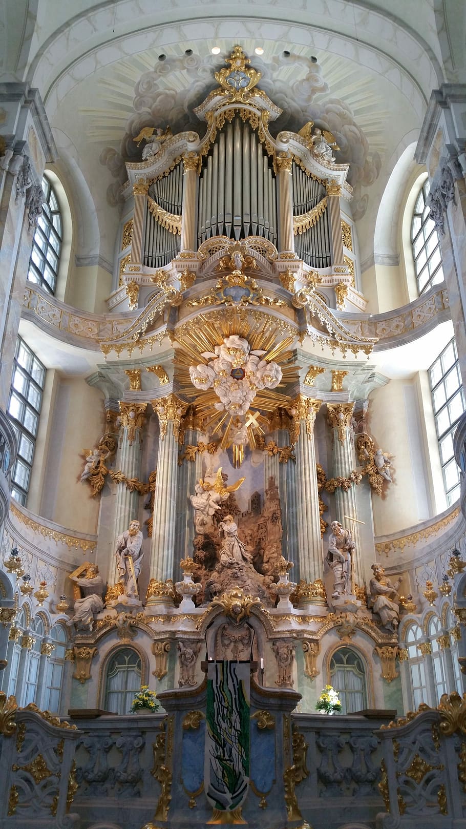 Church, Dresden Frauenkirche, altar, architecture, low angle view, HD wallpaper