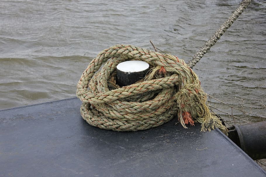 Boat, Anchor, Rope, River, Vessel, capstan, water, closeup HD wallpaper