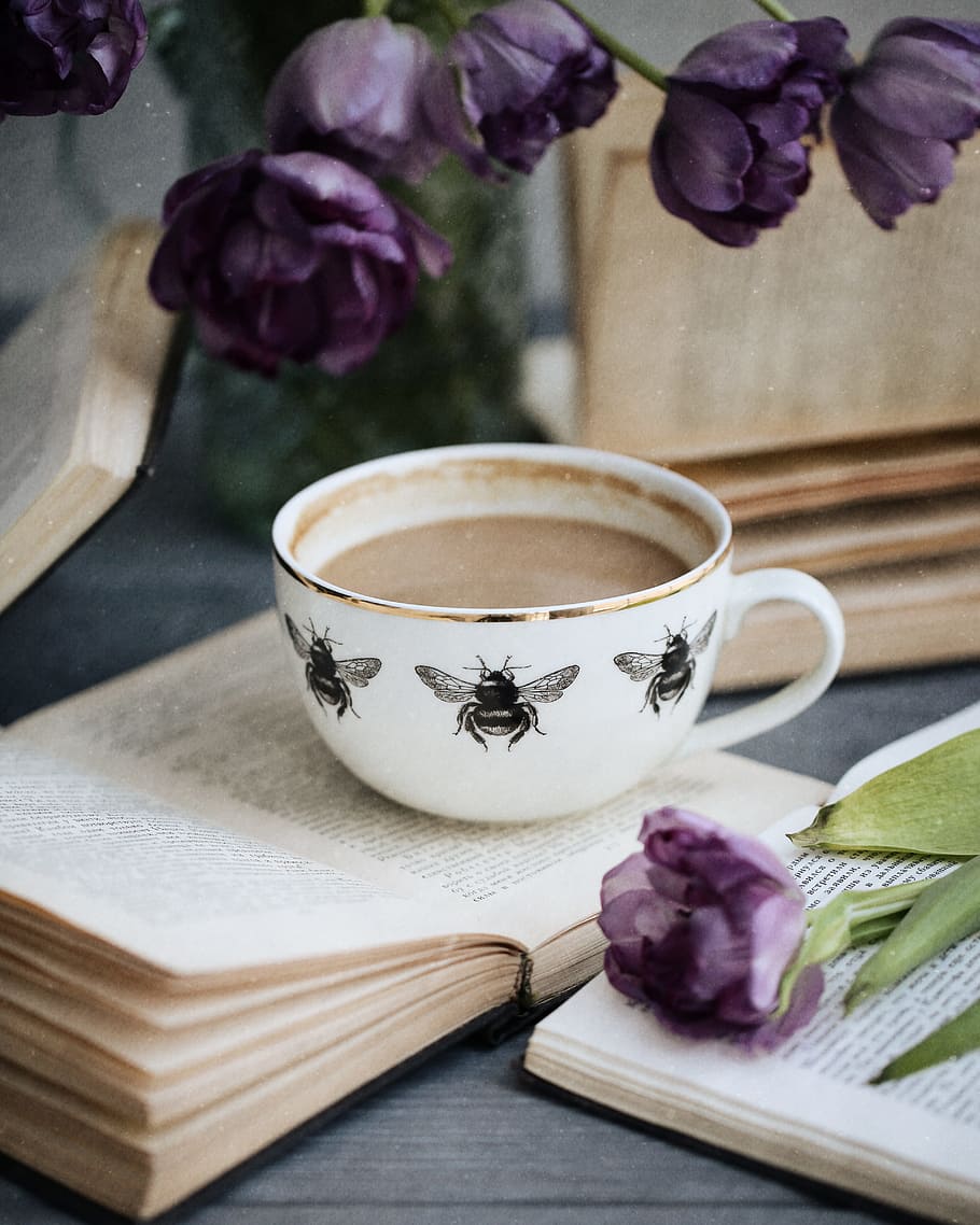cup, table, drink, hot, tea, mug, flower, flowering plant, refreshment HD wallpaper