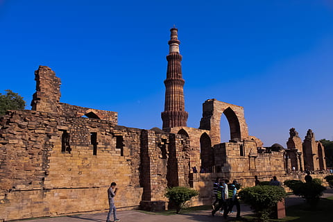 qutubminar, india, monuments, august, banner, chakra, color HD wallpaper