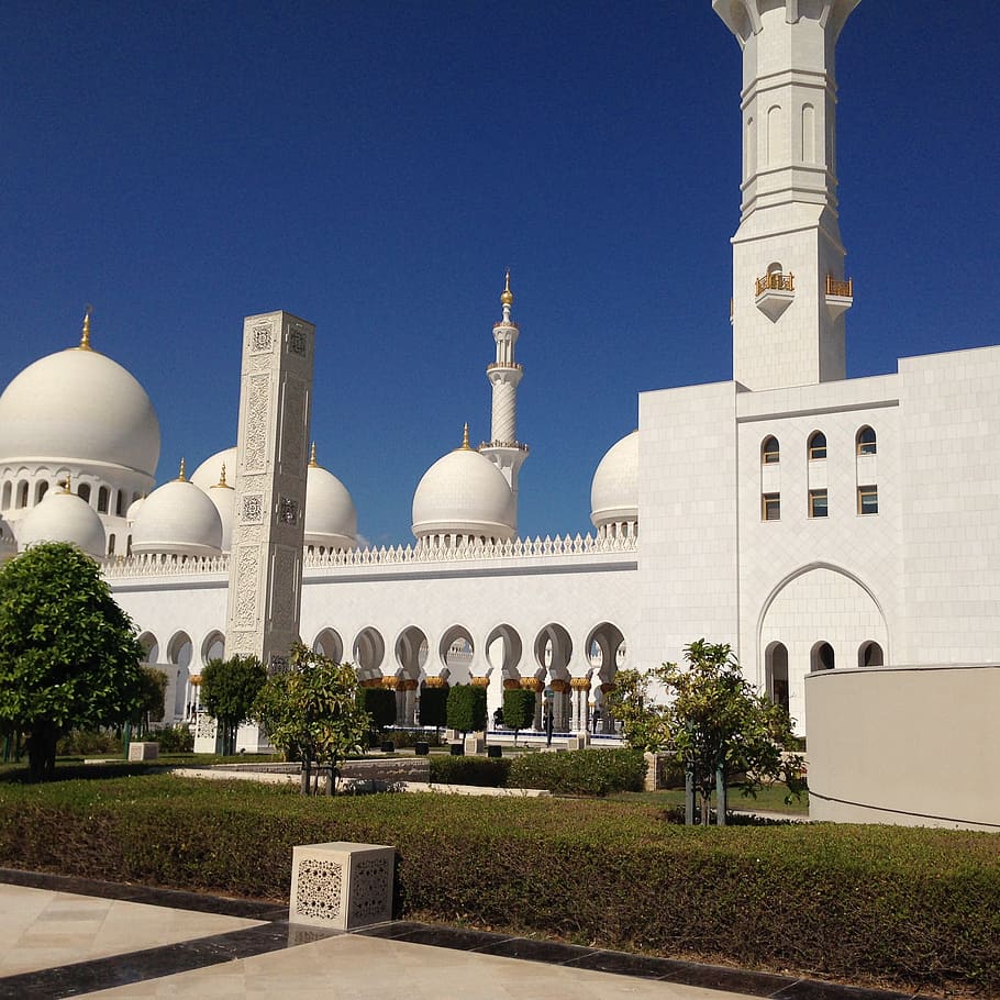abu dhabi, mosque, white, building exterior, sky, built structure HD wallpaper