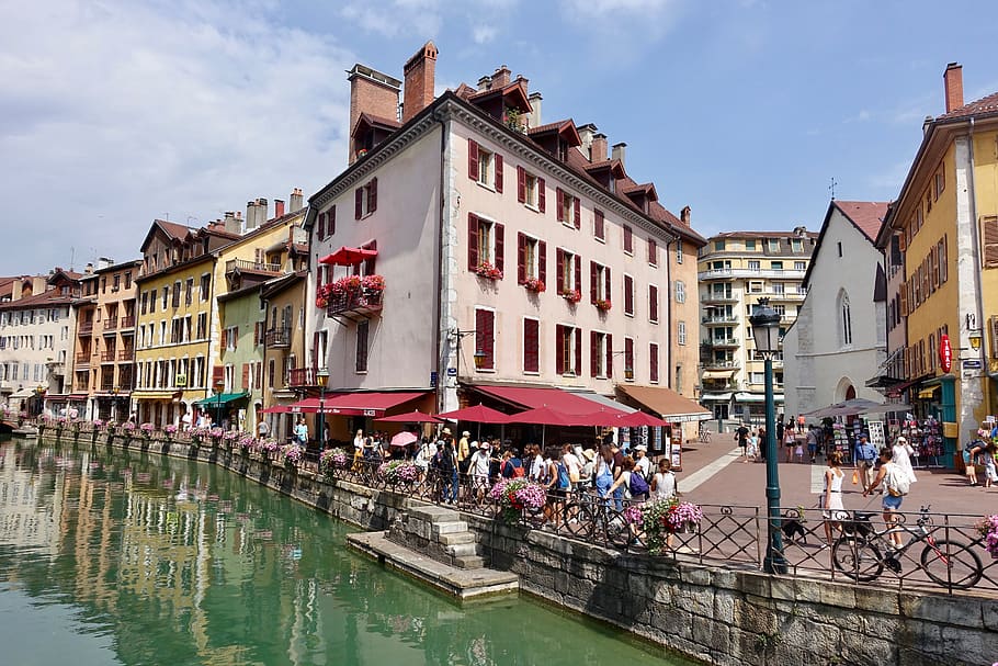 annecy, architecture, tourism, travel, city, water, canal, building exterior, HD wallpaper