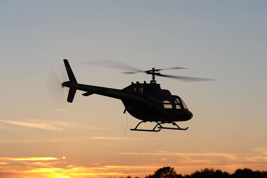 Helicopter, Model, Evening, Flight, Fly, take off, flying, air vehicle HD wallpaper