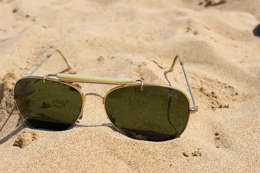 beach, glasses, sunglasses, sand, summer, leisure, recovery, HD wallpaper