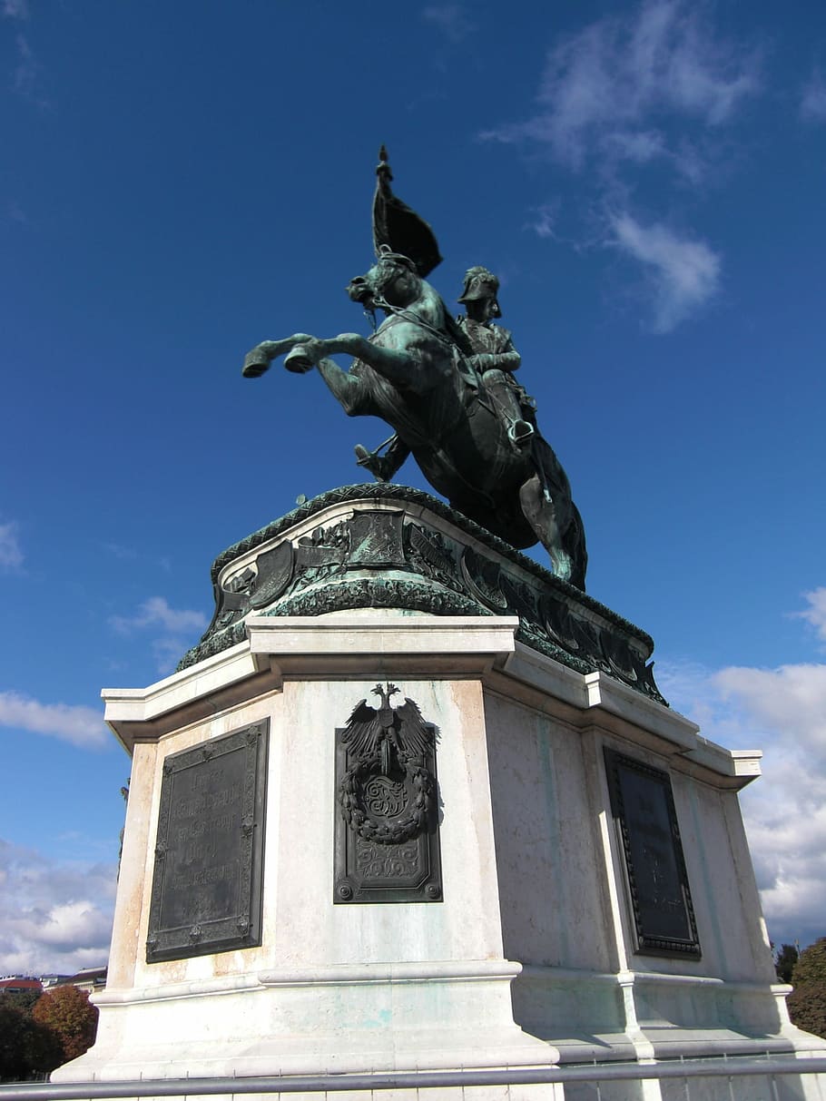 Vienna, Austria, Statue, Reiter, Bronze, monument, low angle view, HD wallpaper
