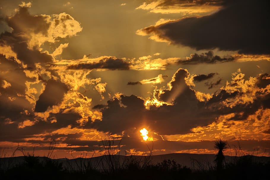 dawn, desert, clouds, sunset, orange, sclouds, sky, cloud - sky HD wallpaper