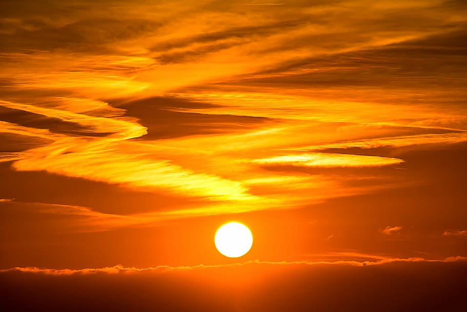 photo of golden hour, sun, sunset, setting sun, abendstimmung, HD wallpaper