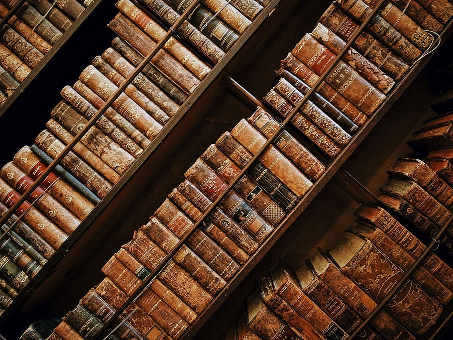 vintage books collection, close-up photo of filed books in a book shelf HD wallpaper