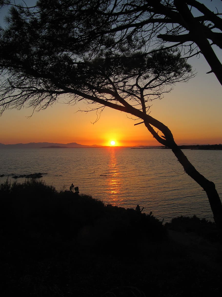 Sardinia, Sea, Sunset, silhouette, scenics, beauty in nature HD wallpaper