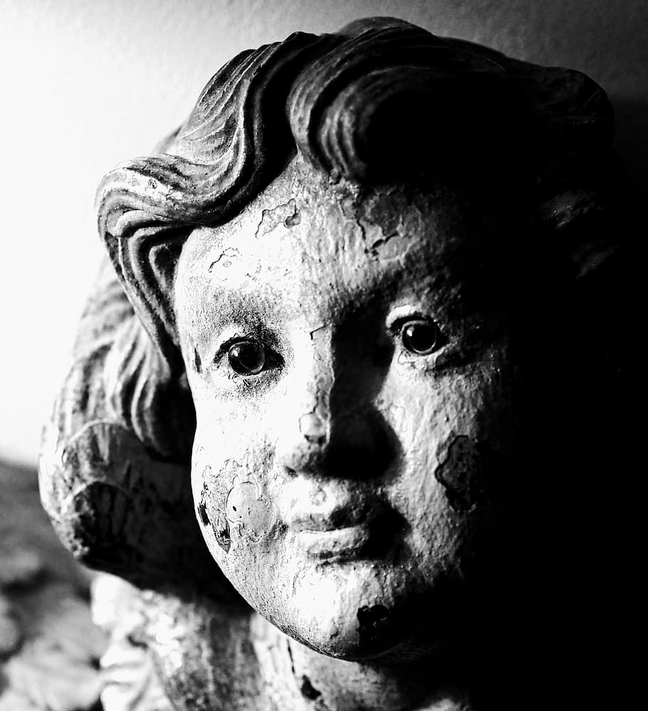 statue, look, face, material, sadness, close-up, portrait, headshot HD wallpaper