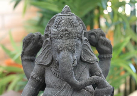 close-up photo of gray Ganesha statuette, sepia, mantra, deva HD wallpaper