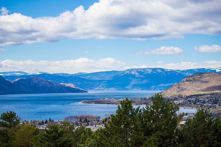 okanagan, lake, cloud, mountain, cloud - sky, scenics - nature HD wallpaper