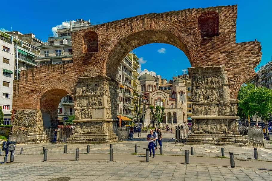 greece, thessaloniki, arch of galerius, tourism, city, landmark, HD wallpaper
