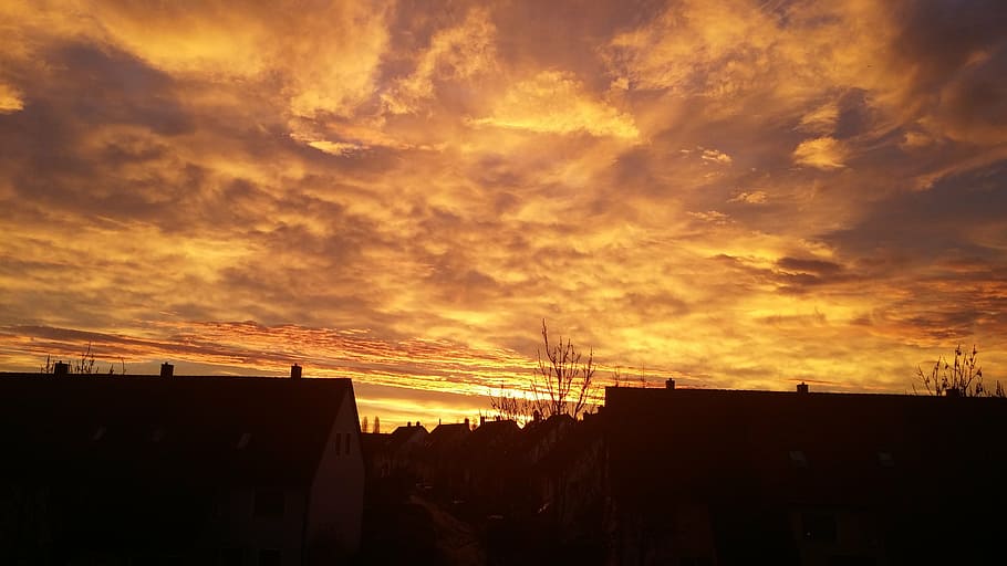 clouds, sky, color, clouds form, cloud - sky, sunset, architecture HD wallpaper