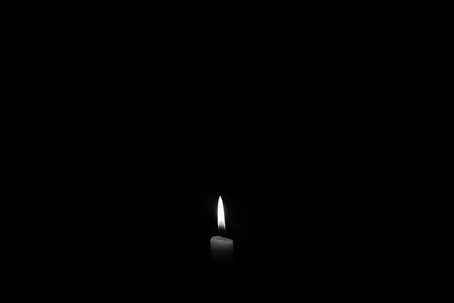 Lighted Candle, art, black, dark, flame, heat, insubstantial HD wallpaper
