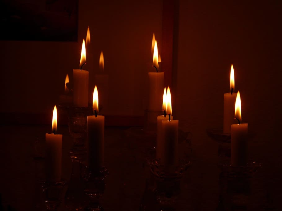 Candles, Candlelight, Wax, mirroring, wick, flame, burning HD wallpaper