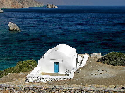 chapel, amorgos, cyclades, hellas, greece, greek island hopping HD wallpaper