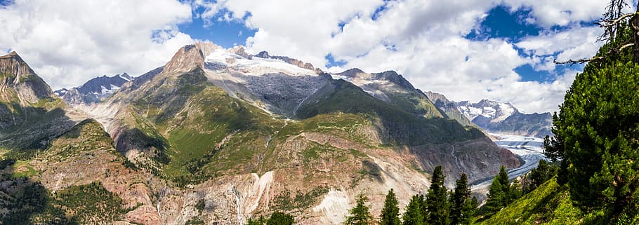 landscape photography of summit, aletsch glacier, hiking, switzerland, HD wallpaper
