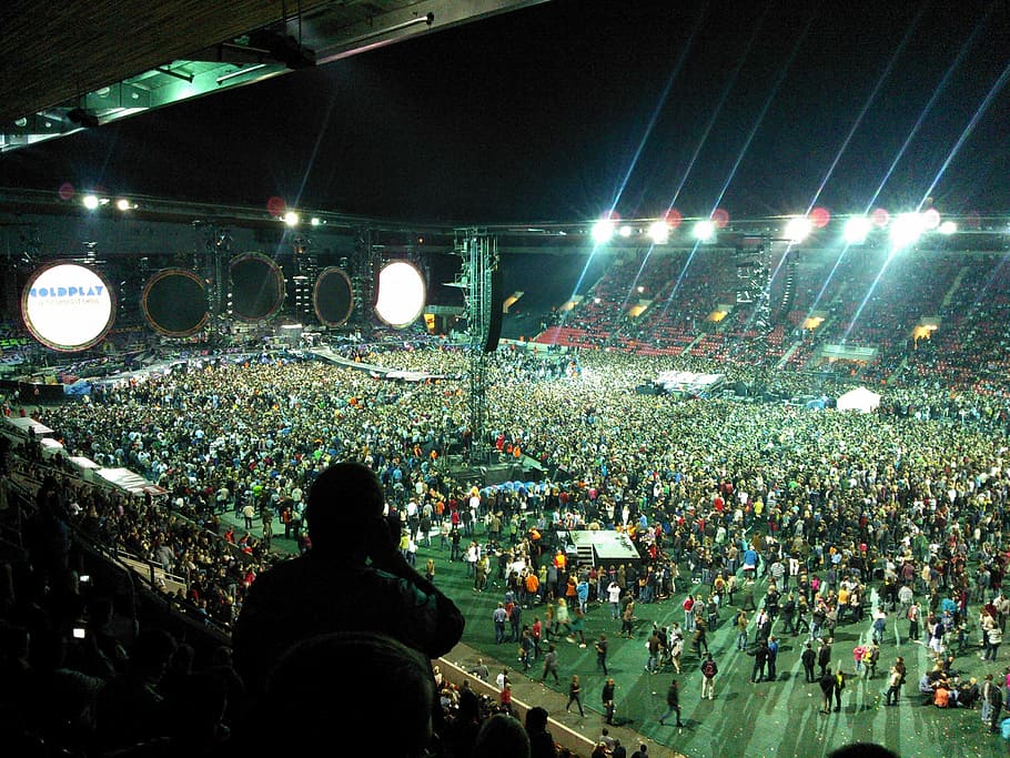 hall, arena, concert, music, the crowd, cultural events, coldplay, HD wallpaper
