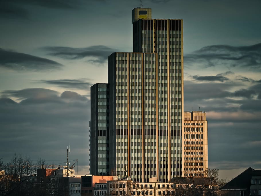 architecture, modern, skyscraper, building, facade, evening HD wallpaper