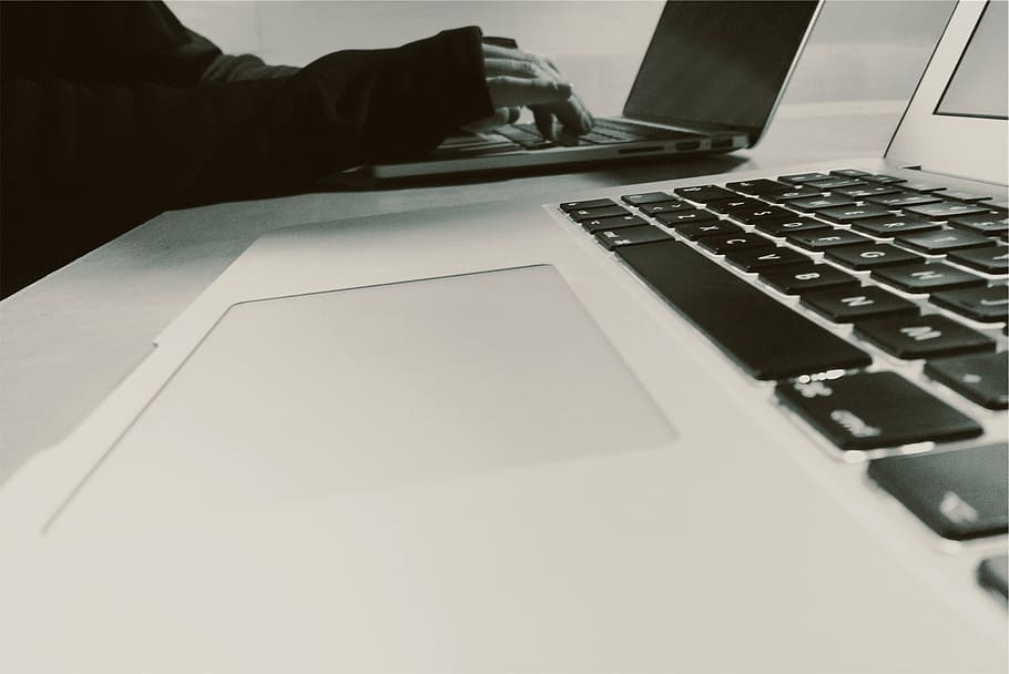 person typing on laptop, apple, macbook pro, computer, working HD wallpaper