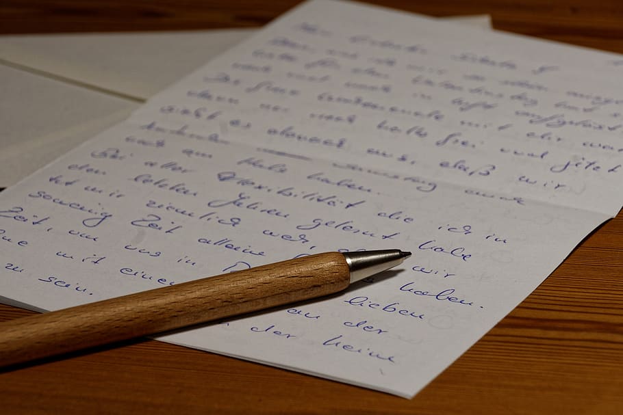 letters, pen, leave, paper, message, writing tool, coolie, text HD wallpaper
