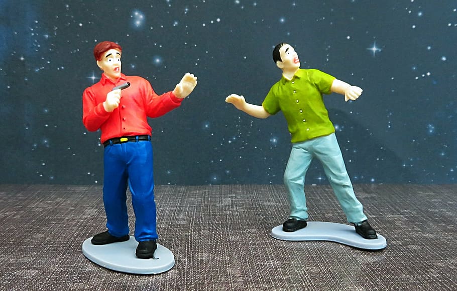 fear, gun, pistol, weapon, fright, toys, action figure, escape HD wallpaper