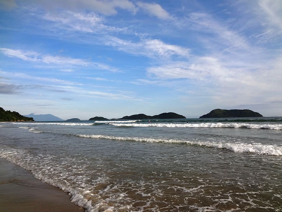 beach, holidays, summer, mar, beira mar, sea, water, land, sky HD wallpaper