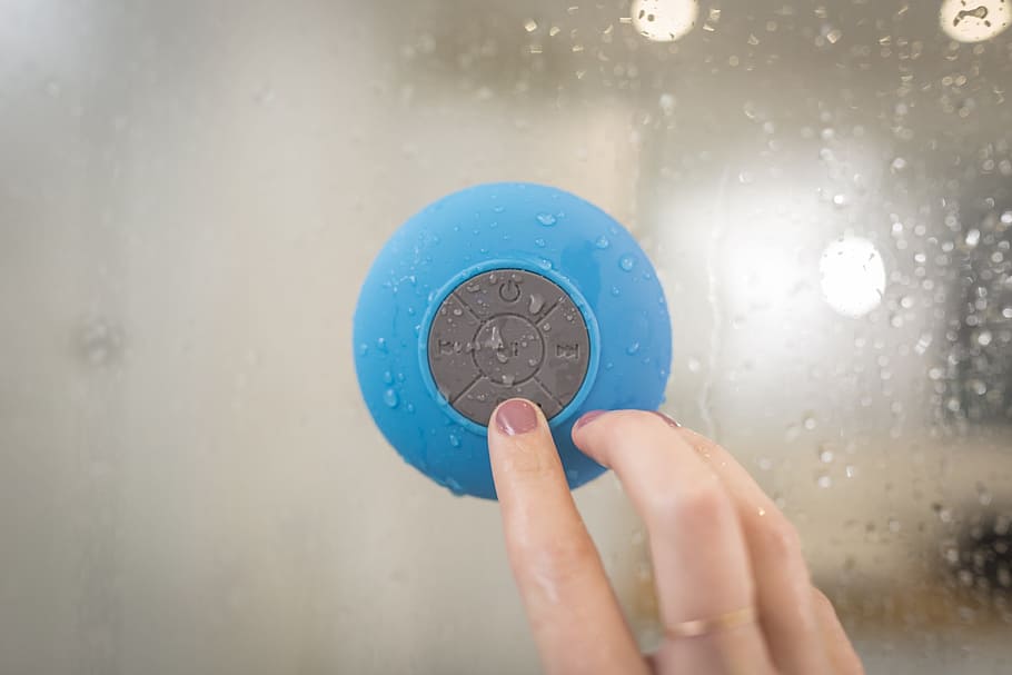 blue, bluetooth, speaker, electronic, technology, waterproof HD wallpaper