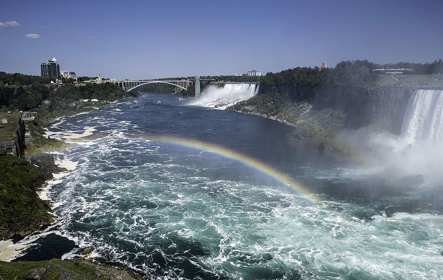 Rainbow forming at Niagara Falls, Ontario, Canada, photo, public domain, HD wallpaper