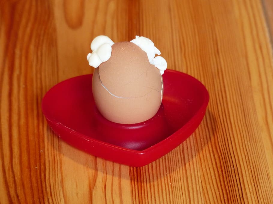 egg, burst, boiled egg, breakfast egg, protein, egg cups, red, HD wallpaper