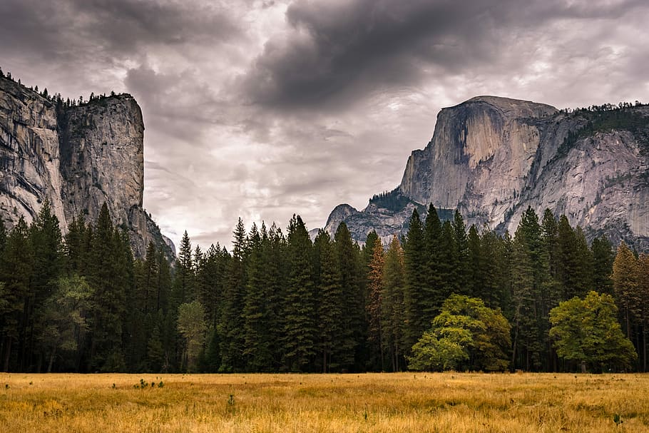 Half Dome Storm, Half Dome, Yosemite National Park, mountain HD wallpaper