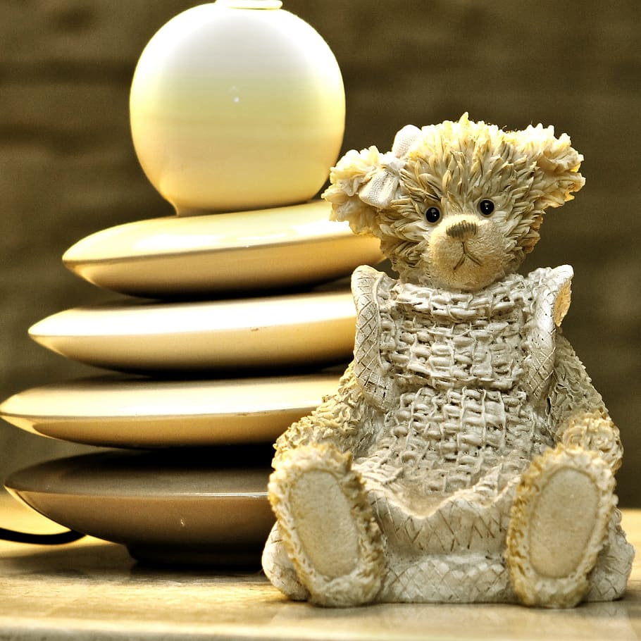 teddy bear, statue, peaceful, form, mood, decoration, vintage HD wallpaper