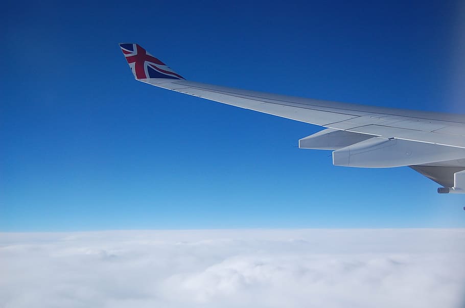 plane, sky, fly, wing, clouds, flying, cloud - sky, aircraft wing HD wallpaper