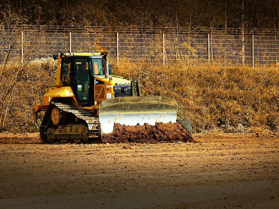 black and yellow heavy equipment, excavators, construction machine HD wallpaper