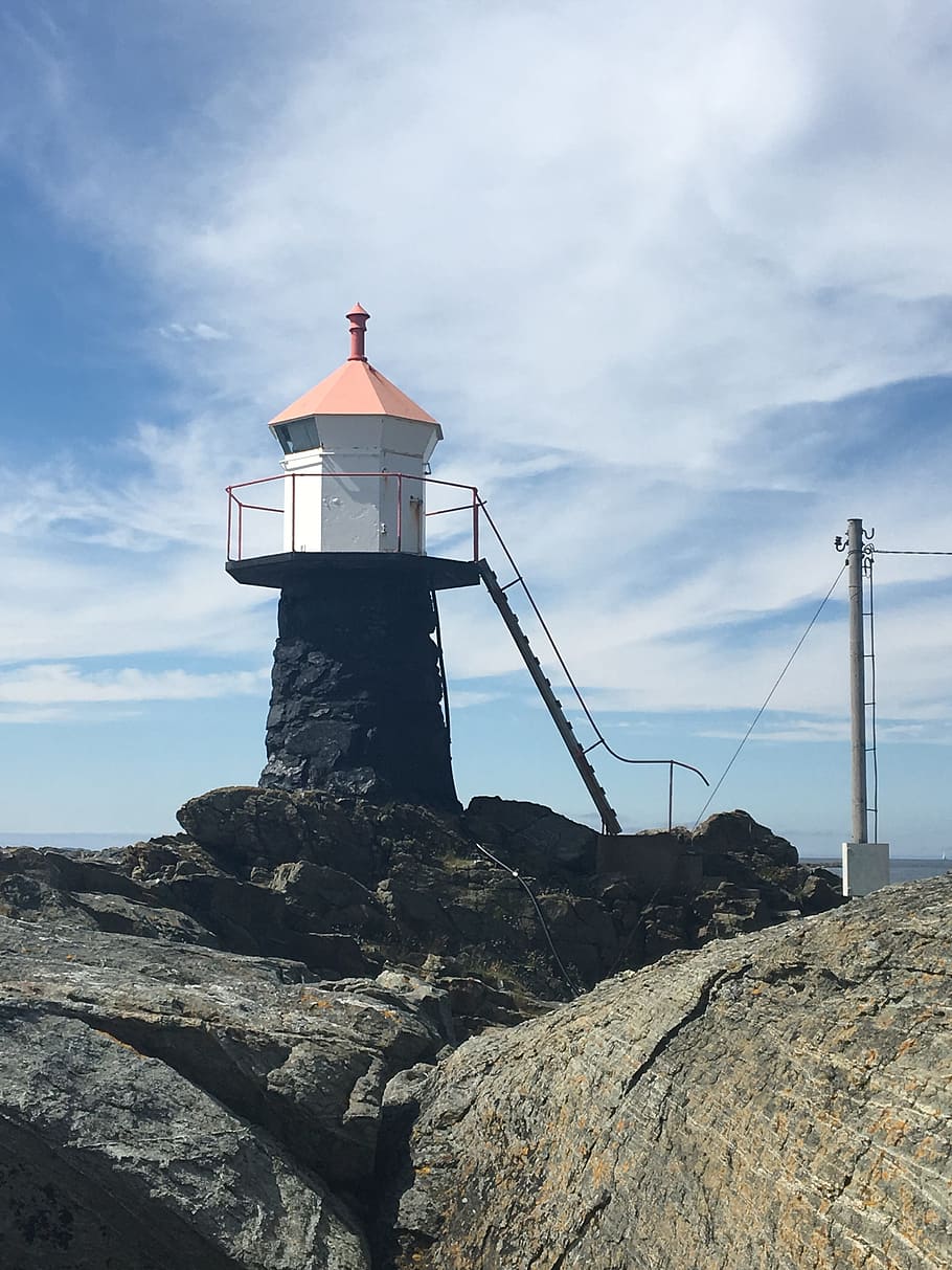 Lighthouse, Blue, Rocks, Coast, coastline, architecture, sea HD wallpaper