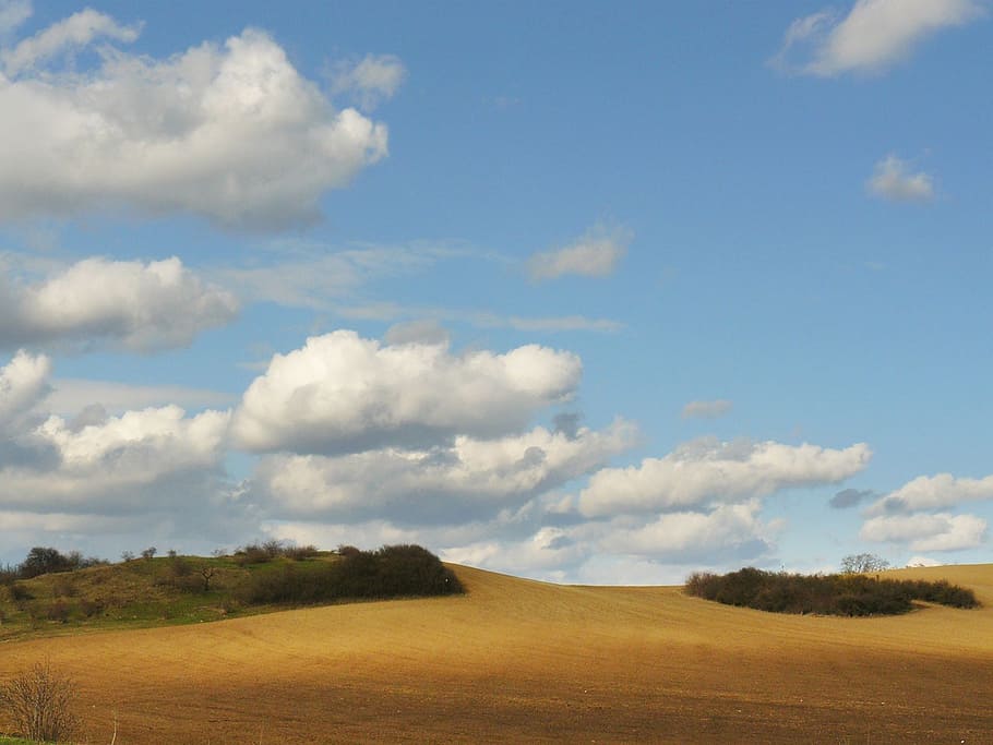 clouds, sky, fields, landscape, cloud - sky, environment, tranquility HD wallpaper