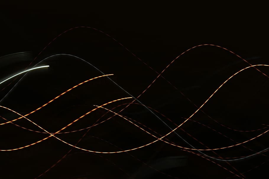 steel wool photo orange light, lights, wave, night, dark, abstract HD wallpaper