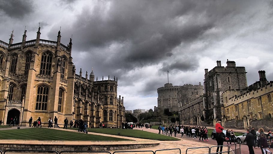 london, park, windsor castle, architecture, cloud - sky, group of people HD wallpaper
