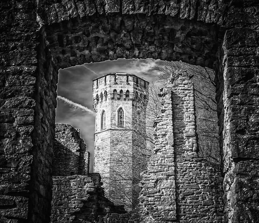 gray concrete castle illustration, tower, middle ages, knight's castle