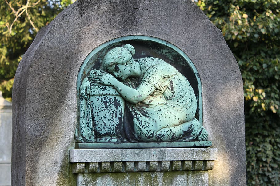 grieve, grave, cemetery, statue, old, southern cemetery, munich HD wallpaper