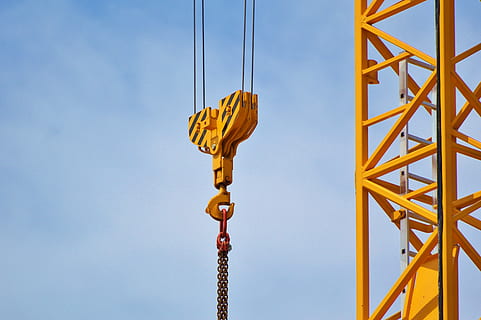 construction crane hoist during dayime, baukran, load crane HD wallpaper