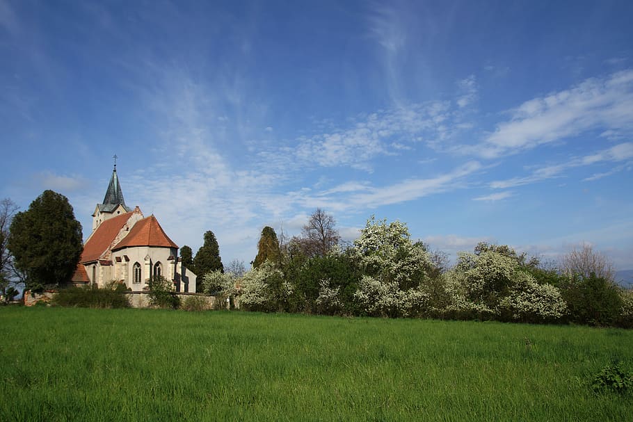 Church, Spring, Landscape, Heaven, spring landscape, sky, bohemia HD wallpaper
