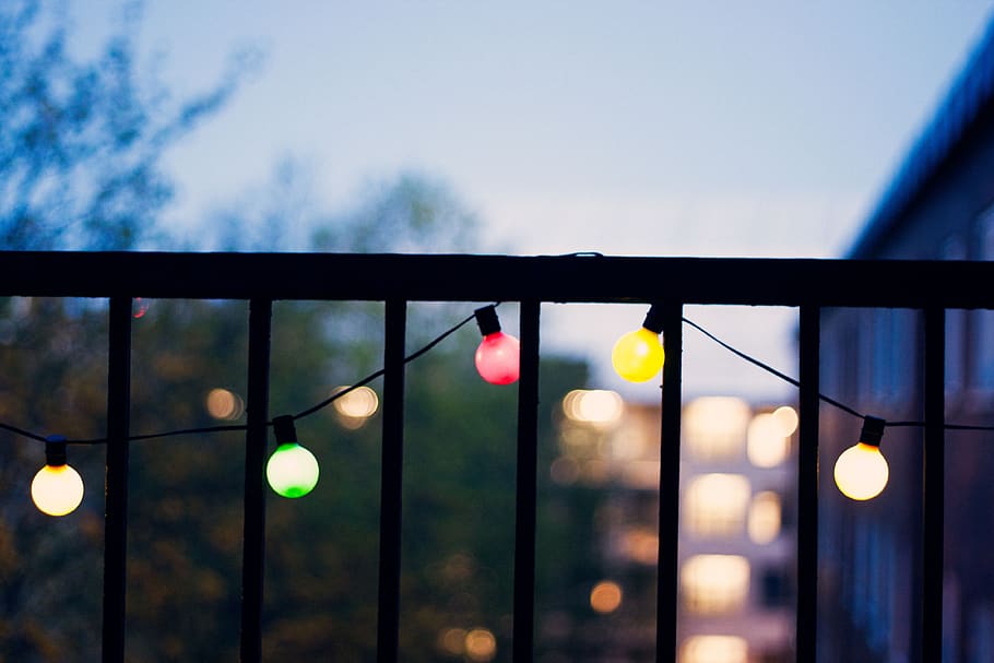 sky, lights, bulb, electricity, bokeh, illuminated, no people HD wallpaper